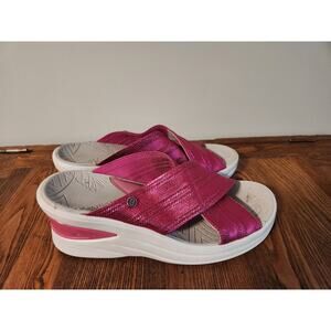 Bzees Women Shoes Sandals Wedge Fucshia Slide On Sz 7.5